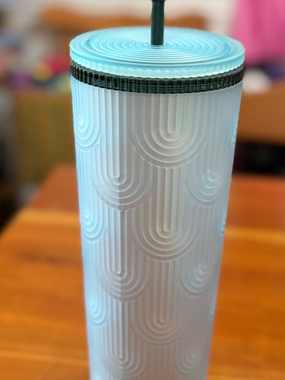 2022 Starbucks Light Blue and Teal Textured Travel Cup
